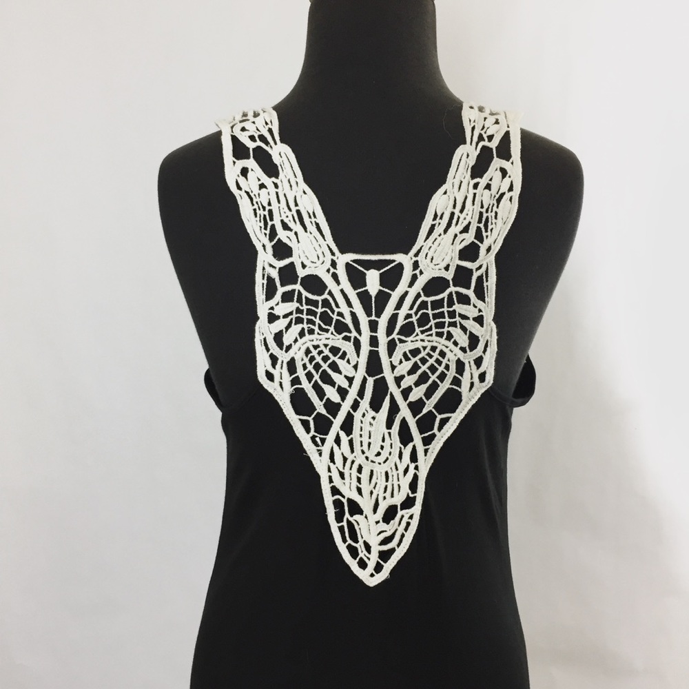 New! Soft Black Maxi Dress w/ Crochet Detail - Picture 8 of 8